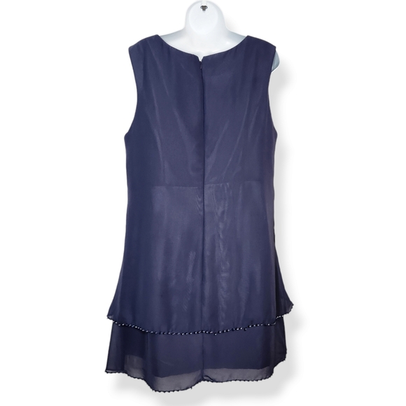 JJ's House Purple Layered Chiffon Beaded Edge Sleeveless Dress Party Wedding - Picture 2 of 9